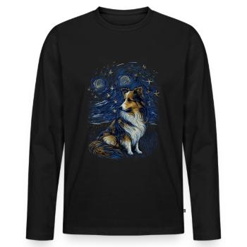 Berger Shetland Nuit étoilée - T-shirt manches longues Premium bio Homme - noir - Devant - Nico (187cm)