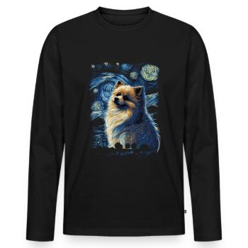 Zwergspitz Starry Night - Männer Premium Bio Langarmshirt - Schwarz - Vorne - Nico (187cm)