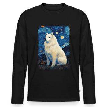 Samoyed Starry Night - Männer Premium Bio Langarmshirt - Schwarz - Vorne - Nico (187cm)