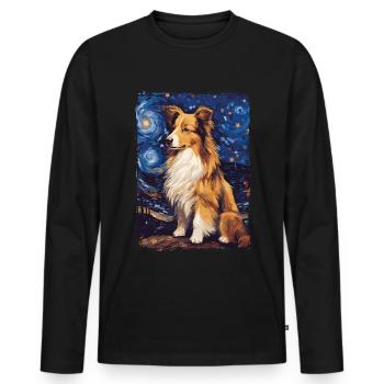 Shetland Shepherd Starry Night - Men's Premium Organic Long Sleeve Shirt - black - Front - Nico (187cm)