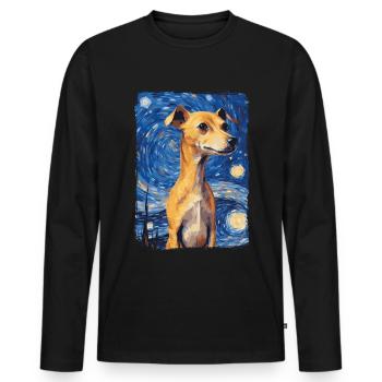 Lévrier italien Nuit étoilée - T-shirt manches longues Premium bio Homme - noir - Devant - Nico (187cm)