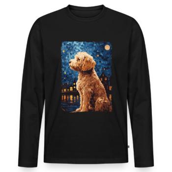 Lagotto Romagnolo Nuit étoilée - T-shirt manches longues Premium bio Homme - noir - Devant - Nico (187cm)