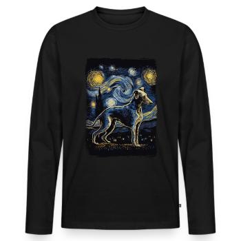 Galgo Español Starry Night - Men's Premium Organic Long Sleeve Shirt - black - Front - Nico (187cm)