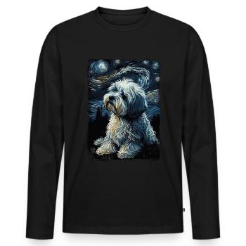 Havanese Starry Night - Men's Premium Organic Long Sleeve Shirt - black - Front - Nico (187cm)