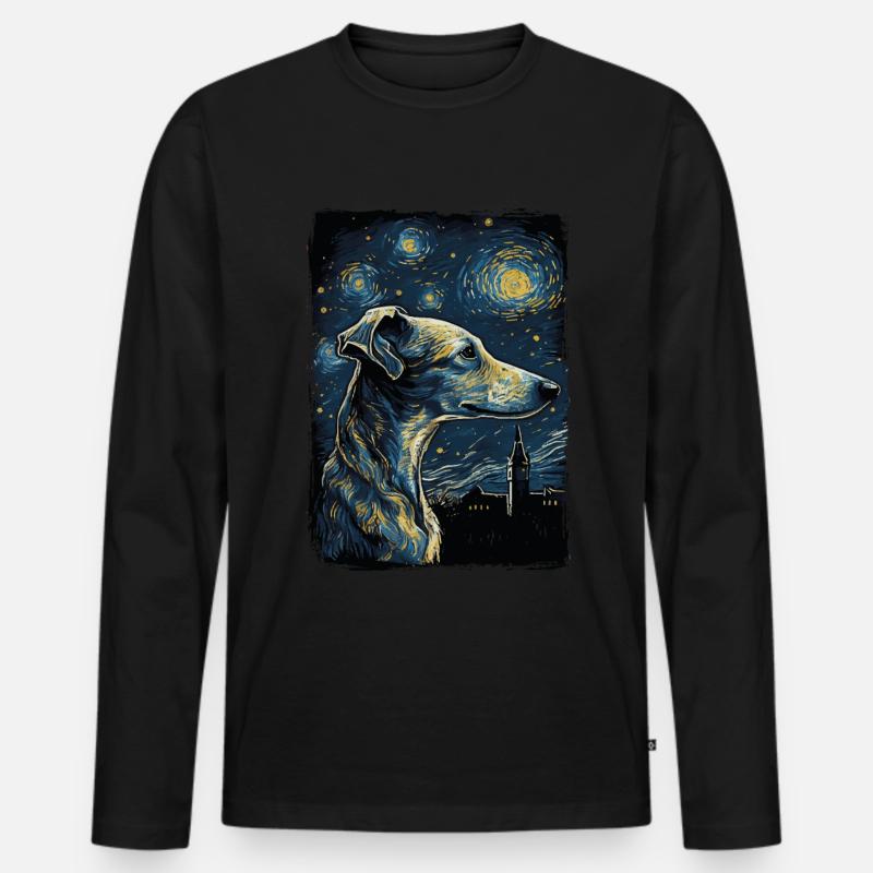 Galgo Espanol Starry Night - Männer Premium Bio Langarmshirt - Schwarz