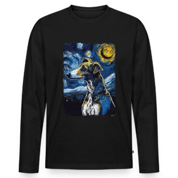 Galgo Español Starry Night - Men's Premium Organic Long Sleeve Shirt - black - Front - Nico (187cm)