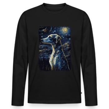 Galgo Español Starry Night - Men's Premium Organic Long Sleeve Shirt - black - Front - Nico (187cm)