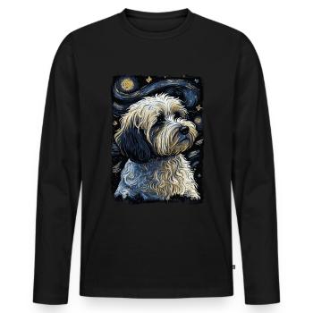 Havanese Starry Night - Men's Premium Organic Long Sleeve Shirt - black - Front - Nico (187cm)