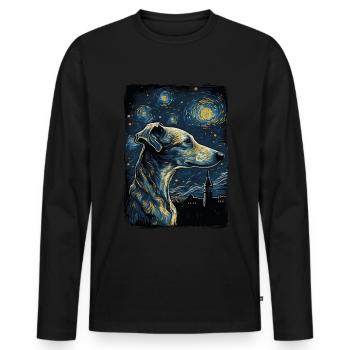 Galgo Español Starry Night - Men's Premium Organic Long Sleeve Shirt - black - Front - Nico (187cm)