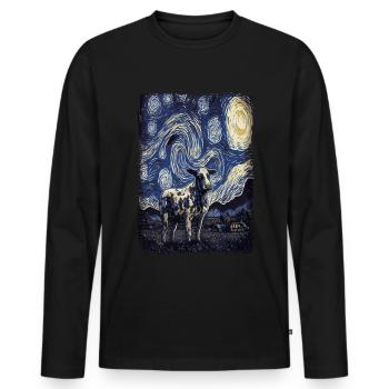 Kuh Starry Night - Männer Premium Bio Langarmshirt - Schwarz - Vorne - Nico (187cm)