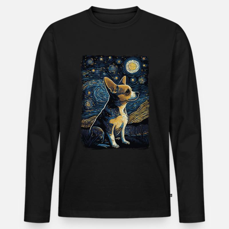Chihuahua Starry Night - Männer Premium Bio Langarmshirt - Schwarz