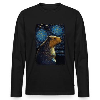 Wasserschwein Starry Night - Männer Premium Bio Langarmshirt - Schwarz - Vorne - Nico (187cm)