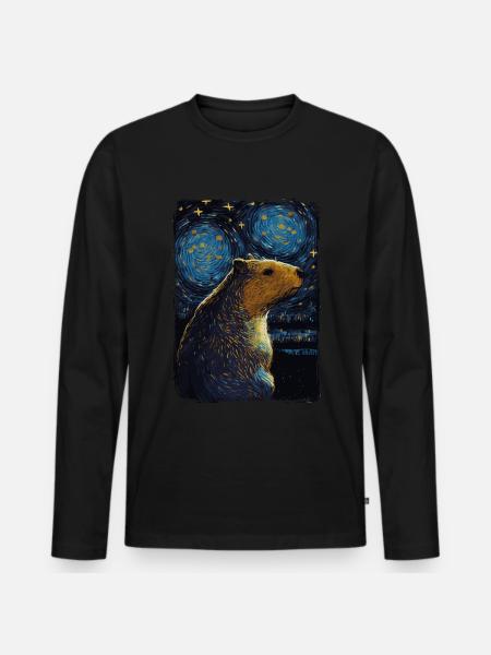 Wasserschwein Starry Night - Männer Premium Bio Langarmshirt - Schwarz