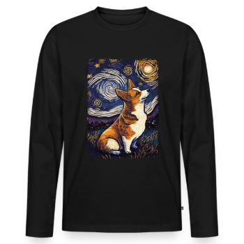Corgi Starry Night - Männer Premium Bio Langarmshirt - Schwarz - Vorne - Nico (187cm)
