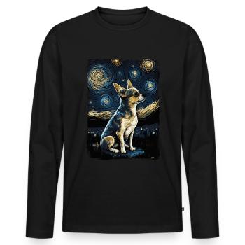 Chihuahua Starry Night - Men's Premium Organic Long Sleeve Shirt - black - Front - Nico (187cm)
