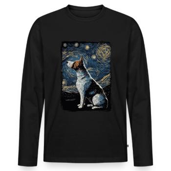 Bullterrier Starry Night - Männer Premium Bio Langarmshirt - Schwarz - Vorne - Nico (187cm)