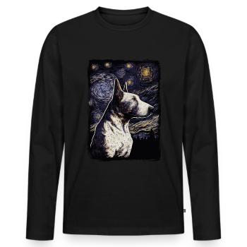 Bullterrier Starry Night - Männer Premium Bio Langarmshirt - Schwarz - Vorne - Nico (187cm)