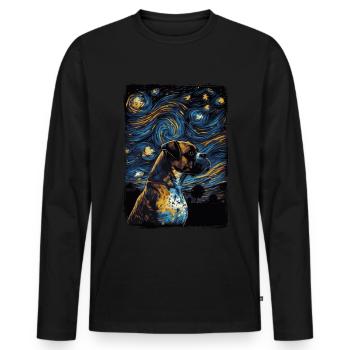 Boxerhund Starry Night - Männer Premium Bio Langarmshirt - Schwarz - Vorne - Nico (187cm)