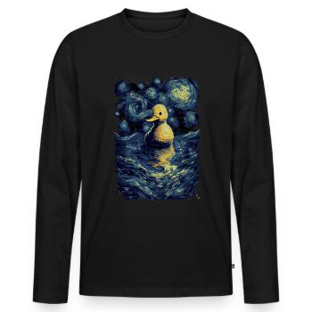 Rubber Duck Starry Night - Men's Premium Organic Long Sleeve Shirt - black - Front - Nico (187cm)