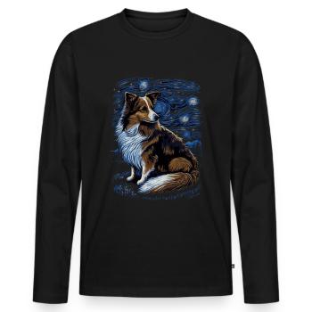 Shetland Shepherd Starry Night - Men's Premium Organic Long Sleeve Shirt - black - Front - Nico (187cm)
