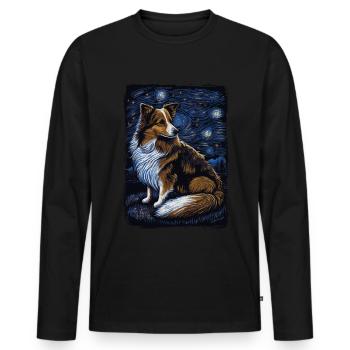 Shetland Shepherd Starry Night - Men's Premium Organic Long Sleeve Shirt - black - Front - Nico (187cm)
