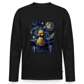 Rubber Duck Starry Night - Men's Premium Organic Long Sleeve Shirt - black - Front - Nico (187cm)
