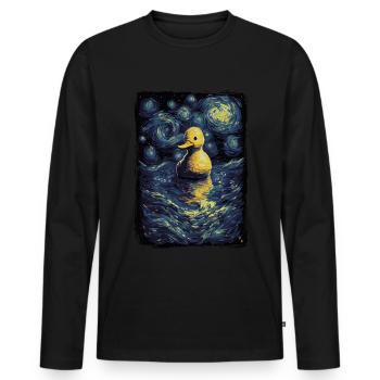Rubber Duck Starry Night - Men's Premium Organic Long Sleeve Shirt - black - Front - Nico (187cm)
