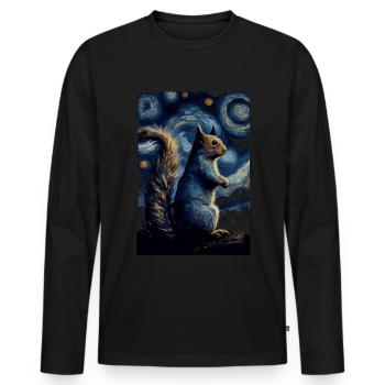 Écureuil Nuit étoilée - T-shirt manches longues Premium bio Homme - noir - Devant - Nico (187cm)