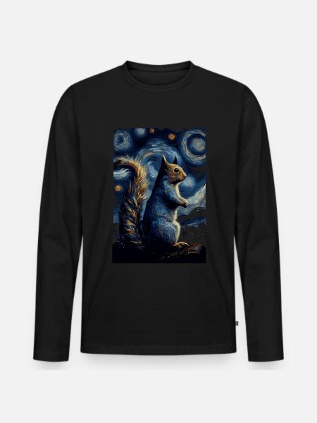 Écureuil Nuit étoilée - T-shirt manches longues Premium bio Homme - noir
