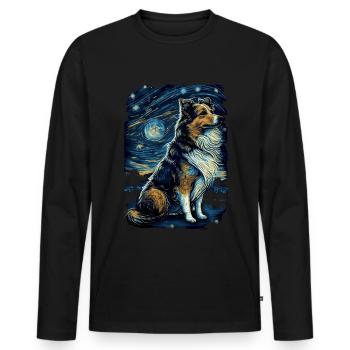 Shetland Shepherd Starry Night - Men's Premium Organic Long Sleeve Shirt - black - Front - Nico (187cm)