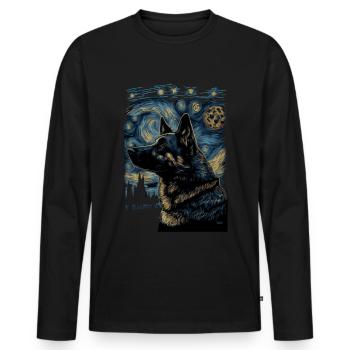 Berger Allemand Nuit Étoilée - T-shirt manches longues Premium bio Homme - noir - Devant - Nico (187cm)