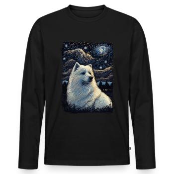 Samoyed Starry Night - Männer Premium Bio Langarmshirt - Schwarz - Vorne - Nico (187cm)