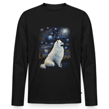 Samoyed Starry Night - Männer Premium Bio Langarmshirt - Schwarz - Vorne - Nico (187cm)