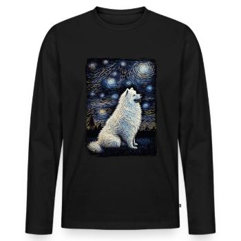 Samoyed Starry Night - Männer Premium Bio Langarmshirt - Schwarz - Vorne - Nico (187cm)