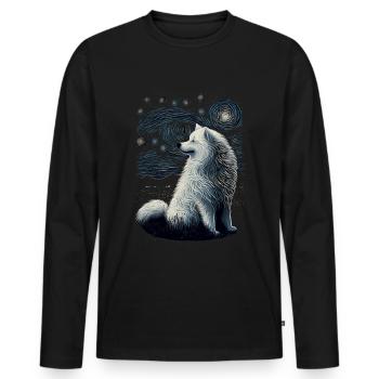 Samoyed Starry Night - Männer Premium Bio Langarmshirt - Schwarz - Vorne - Nico (187cm)