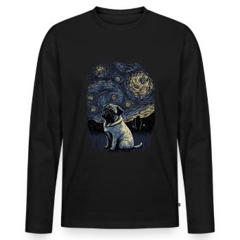 Carlin Nuit étoilée - T-shirt manches longues Premium bio Homme - noir - Devant - Nico (187cm)