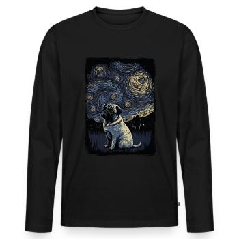 Carlin Nuit étoilée - T-shirt manches longues Premium bio Homme - noir - Devant - Nico (187cm)