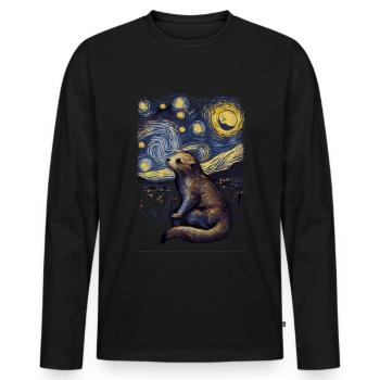Loutre Nuit étoilée - T-shirt manches longues Premium bio Homme - noir - Devant - Nico (187cm)
