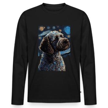 Lagotto Romagnolo Starry Night - Men's Premium Organic Long Sleeve Shirt - black - Front - Nico (187cm)