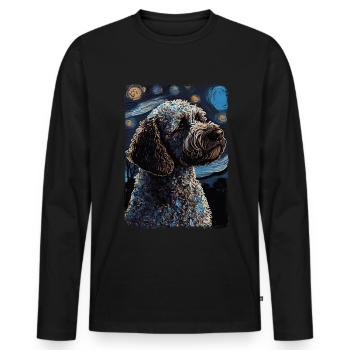 Lagotto Romagnolo Nuit étoilée - T-shirt manches longues Premium bio Homme - noir - Devant - Nico (187cm)