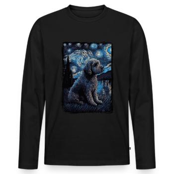 Lagotto Romagnolo Nuit étoilée - T-shirt manches longues Premium bio Homme - noir - Devant - Nico (187cm)