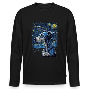 Lévrier italien Nuit étoilée - T-shirt manches longues Premium bio Homme - noir - Devant - Nico (187cm)