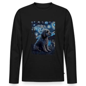 Lagotto Romagnolo Nuit étoilée - T-shirt manches longues Premium bio Homme - noir - Devant - Nico (187cm)