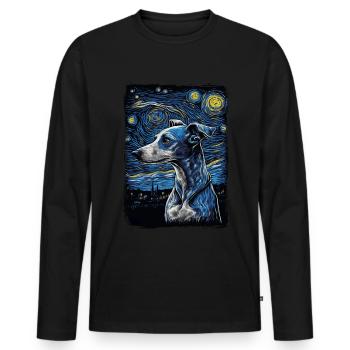 Lévrier italien Nuit étoilée - T-shirt manches longues Premium bio Homme - noir - Devant - Nico (187cm)