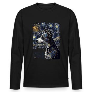 Lévrier italien Nuit étoilée - T-shirt manches longues Premium bio Homme - noir - Devant - Nico (187cm)