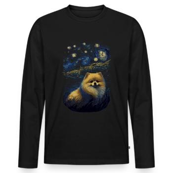 Zwergspitz Starry Night - Männer Premium Bio Langarmshirt - Schwarz - Vorne - Nico (187cm)