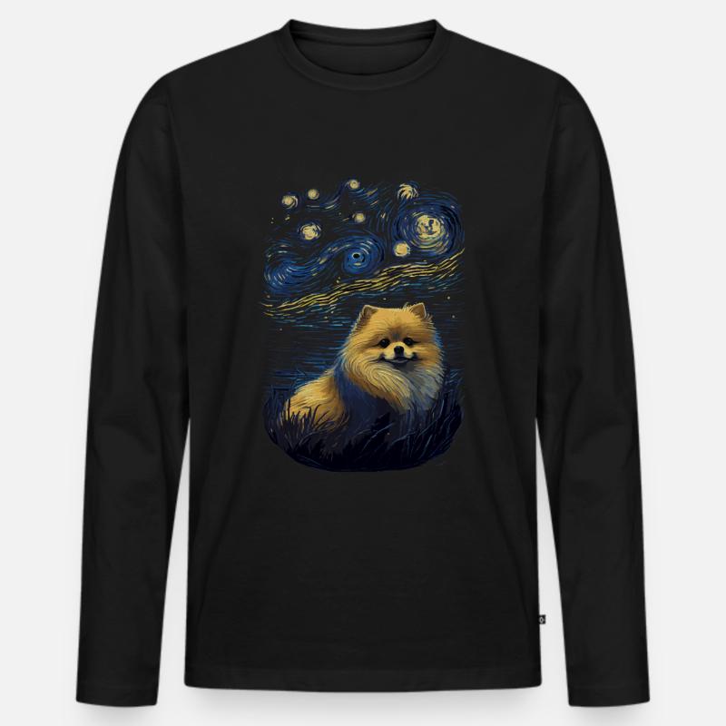 Zwergspitz Starry Night - Männer Premium Bio Langarmshirt - Schwarz