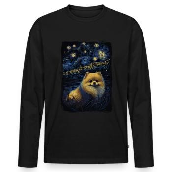 Zwergspitz Starry Night - Männer Premium Bio Langarmshirt - Schwarz - Vorne - Nico (187cm)