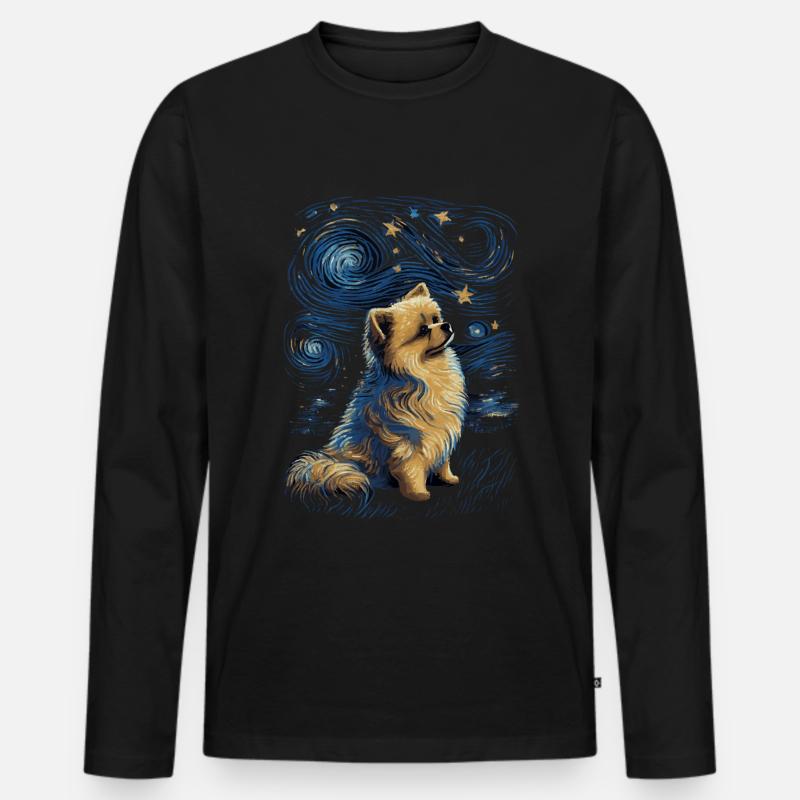 Zwergspitz Starry Night - Männer Premium Bio Langarmshirt - Schwarz