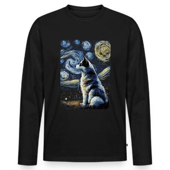Husky Starry Night - Männer Premium Bio Langarmshirt - Schwarz - Vorne - Nico (187cm)